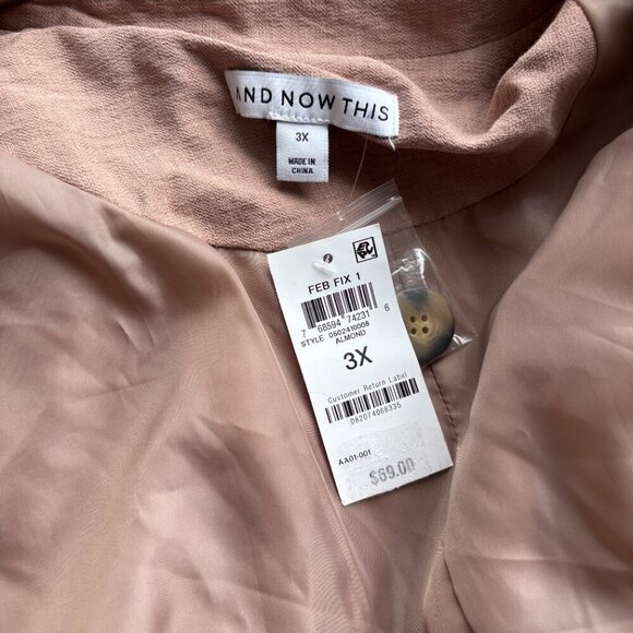 And Now This Women's Plus Size Oversized Button-Front Tan Blazer NWT - Picture 6 of 6